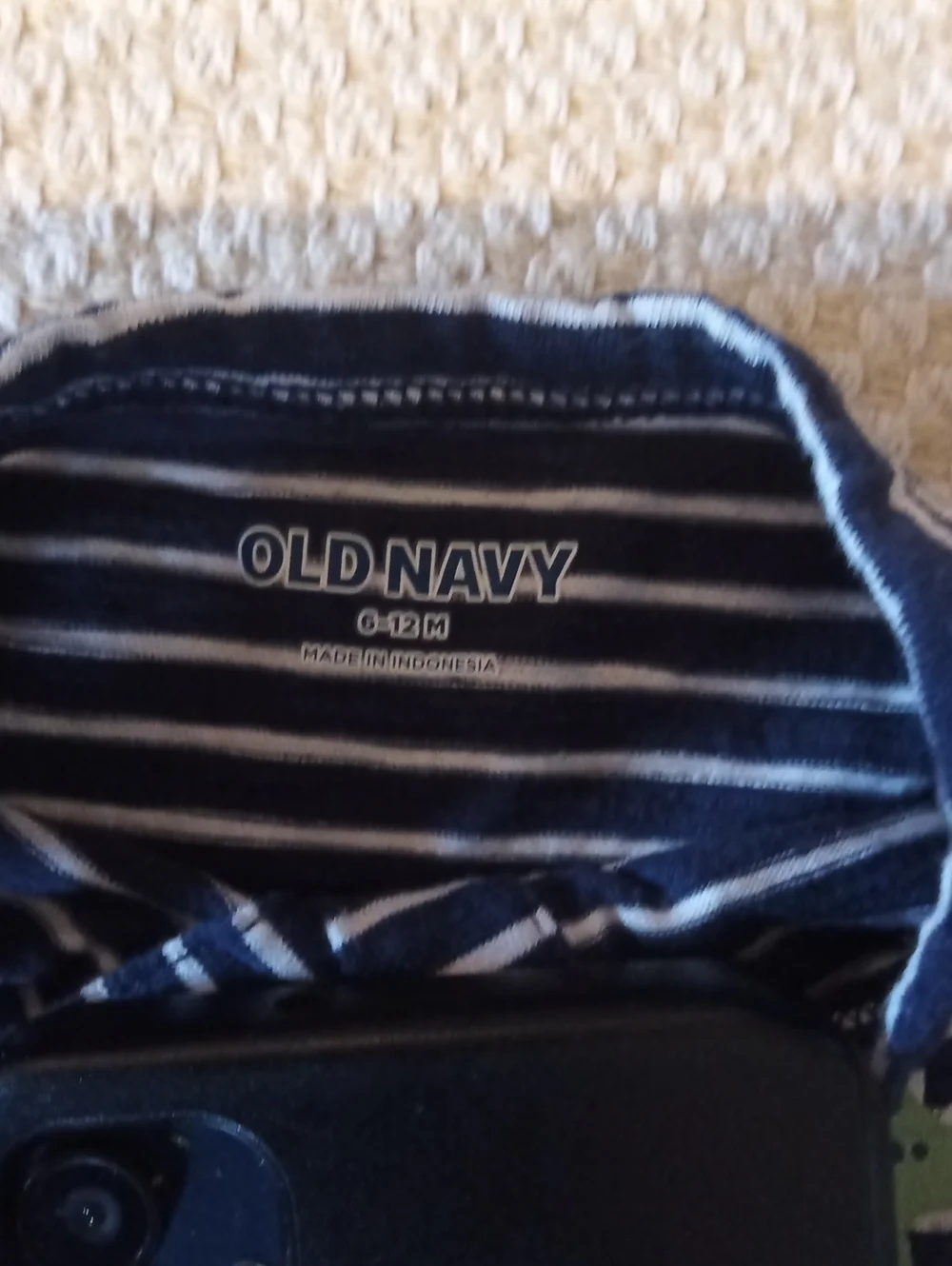 Old Navy Navy and White Striped Long-Sleeve One-Piece with Green Dino